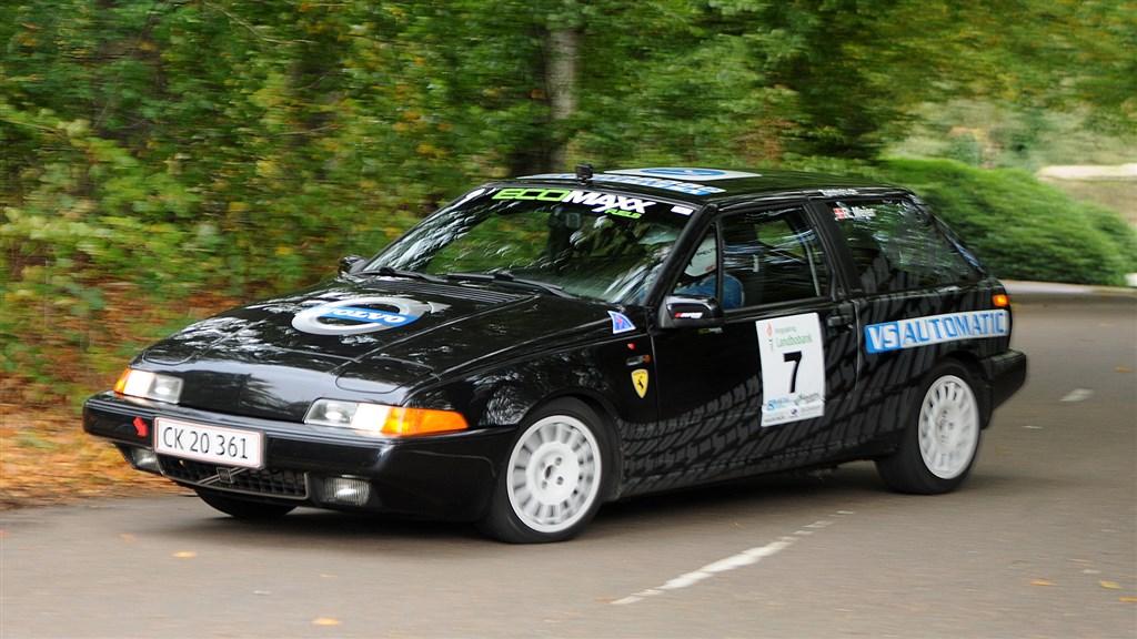 Rene Mejer i Volvo 480 Turbo, har en 2. plads med til Græsted fra 1. afdeling af årets mesterskab
(Foto: rallypics.dk / Viggo Johansen)